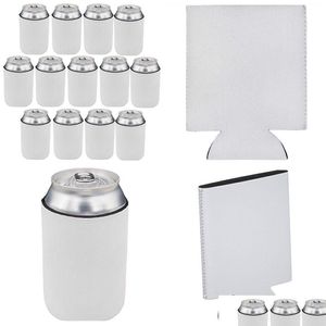 Poignée de boisson en néoprène Sublimation Blanc Porte-gobelet vierge pour canette de 12 oz Refroidisseur Transfert de chaleur DIY Cook Er Bière Bouteilles d'eau par Air Dhpct