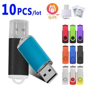 Drives 10pcs / lot Couleur USB Drive flash 2,0 4 Go 8 Go 16 Go Mini Memory Stick Pendrive 32 Go 64 Go 128 Go USB Stick Flash Disk Custom Logo