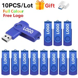 Drives 10pcs / lot Rotable Rotable Flash Drive 2.0 Pain Drives 64 Go 32 Go 16 Go 8 Go 4 Go Pendrive USB Memory Stick Free Logo Free for Photography Gift