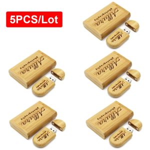 Drives 5 pcs / lots en bois d'érable en bois USB Drives Logo gratuit Logo Photographie en bois Gift Pen Drive Real Capacity Memory Stick 64 Go / 32g / 16g U Disque