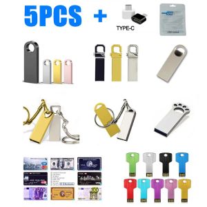 Drives 5pcs / lot USB Flash Drive Pen Drive 64 Go 32 Go 16 Go 8 Go Pendrive Cle Mini Metal USB Stick 1 Go 2 Go 4 Go Coup de mémoire Custom Gift Memory