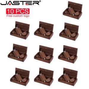 Drives Jaster 10 PCS Lot USB Drive Flash 128 Go Free Logo Memory Stick 64 Go Typec Pendrive 32 Go 2 en 1 U Disque 16 Go Stick USB en bois 8 Go