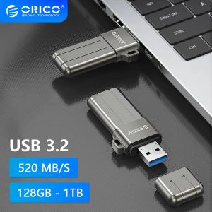 Unidades ORICO Mini Solid State UDISK USB 3.2 Pendiente de unidad flash Pendrive 128 GB 1 TB Memory Storage Ben Drivk DISCK en la clave USSD 3.0 1TB