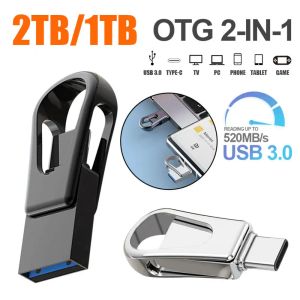 Drives Type C USB Flash Drive OTG 2 en 1 Stick USB 3.0 128 Go Pen Disk 2 To 1 To Disque de mémoire Pendive imperméable pour iPhone 15 Pro Max