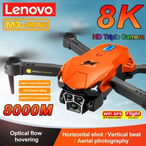 Drones Lenovo M3 Drone FPV Quadcopter professionnel avec appareil photo HD 8K Remote Control Helicopter RC Airplane for Adult and Childs Toys