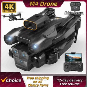 Drones New M4 RC Drone 4K Professinal With Wide Angle Triple HD Camera Foldable RC Helicopter WIFI FPV Height Hold Apron Sell