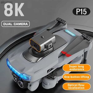 Drones New P15 Mini Drone 4k/8K Profesional HD Camera Obstacle Avoidance Aerial Photography Brushless Foldable Quadcopter Gifts Toys YQ240130