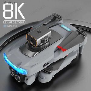 Drones New P15 Mini Drone 4k Profesional 8K HD Camera Obstacle Avoidance Aerial Photography Brushless Foldable Quadcopter Gifts Toys YQ240126