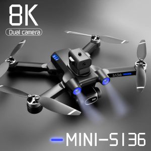 Drones S136 GPS DRONE 4K Professionnel 8K double caméra ESC Position optique Positionnement d'obstacle Évitement sans pinceau RC Quadcoptère pliable