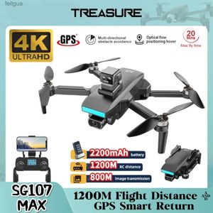 Drones SG107 MAX Drone 5G WIFI GPS 4K HD Dual Camera FPV Quadcopter Professional Optical Flow Rc Dron YQ240211