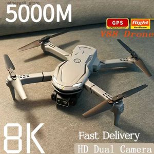 Drones V88 Drone 8K HD Dual Camera Professional Obstacle Avoidance Aerial Photography GPS Optical Flow Brushless Quadcopter RC 5000M Q231108