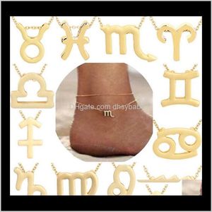 Constellation bracelets de cheville signe du zodiaque Horoscope pendentif bijoux astrologie cadeau d'anniversaire avec carte Mes femmes tendance all-Match F