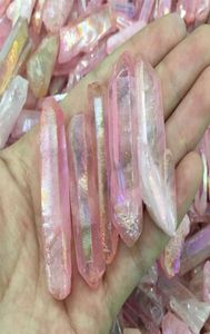 Drop Natural Rose Titanium Aura Quartz Crystal Gemstone Point Healing Chakra Crystal Point pour les bijoux Making7278186