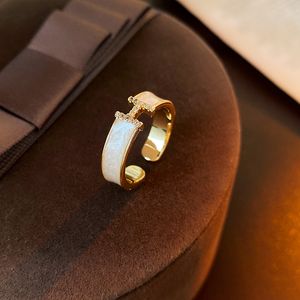 Drop Oil Zircon Lettre H Open Ring Gold Fashion Metal Design Index Finger Ring