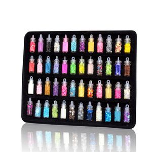 Decoraciones del arte del clavo DIY Slime Glitter Lentejuelas Cuentas de vidrio Shell Powder 48pcs Set Adornos envío gratis