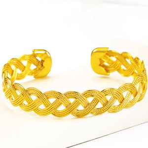 Livraison directe maille 18K or jaune rempli femmes manchette Bracelet pour mariage en gros dame bijoux accessoires