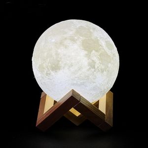 Dropship 3d imprimer la lampe de lune rechargeable LED LED NIGHT CRÉATIVE touche l'interrupteur Moon Lumière pour la décoration de la chambre Cadeau d'anniversaire télécommande USB Contrôle