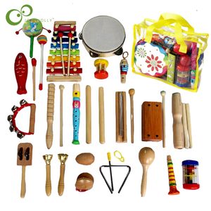 Tambores Percusión Instrumentos musicales para niños pequeños Juguete preescolar educativo de madera para niños Juego de juguetes de instrumentos para bebés 230506
