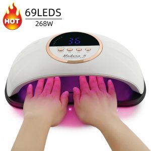 Séchants 268W Machine de séchoir à ongles moderne 69 LEDS LEDS UV LAMPES NOUTURES POUR GEL POSIRING SURING MANICURE Pédicure Salon Double Hands Hold Big Taille