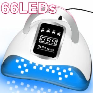 Séchoirs Vente chaude 66leds lampe à ongles LED UV pour le vernis à ongles en gel lampe de séchage avec capteur intelligent Affichage d'équipement de salon de manucure professionnel professionnel