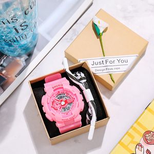 Double affichage multi-fonctionnel masculin et femmes de style sportif de mode de mode Student Trend Electronic Watch Pink Watch Unicorn Student Nightlight Tide Birthday Gift