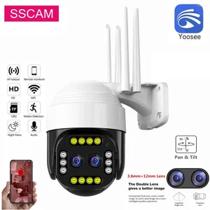 Double objectif 2MP wifi pt yoosee dome caméra extérieur 2,8 mm 12 mm Détection de mouvement bidirection