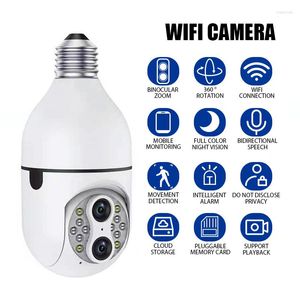 Cámara de vigilancia con bombilla E27 de doble lente WIFI 360 seguimiento automático PTZ IP 10X Zoom Color visión nocturna seguridad CCTV