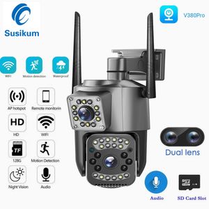 Cámara de seguridad de doble lente V380 Pro Smart Home 4MP seguimiento automático cámara IP inalámbrica WIFI impermeable para exteriores