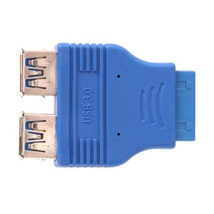 Convertidor adaptador de conector de placa base de doble puerto USB 3,0 hembra a 20 pines