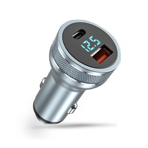 Chargeur de voiture à double Port USB-C QC3.0 + PD 36W 4,8a en alliage d'aluminium et métal, affichage numérique, pour iPhone 12 11 Pro Max Samsung Huawei