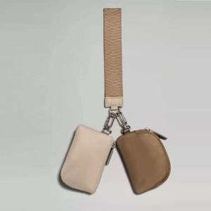 Bolsa doble Llavero de pulsera Mini bolsa de yoga Mini billetera con cremallera desmontable alrededor de la muñeca Cartera con llavero portátil Monedero Mini bolsillo para monedas para mujer