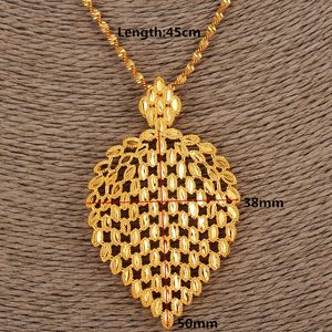 Collar de Dubái para mujer, colgante de pluma etíope, collar de oro fino sólido amarillo de 14k, joyería GF, regalos de flores árabes/África