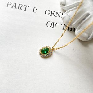 Collar de circonita verde esmeralda de plata de ley 925 con joyería de oro de lujo saudí de Dubái para mujer