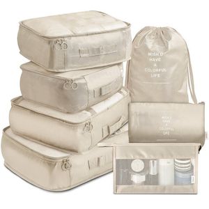 Bolsas de lona set de 7 piezas Organizador de bolsas de viaje ropa organizador de viajes de viajes zapatos de manta organizadores maleta maleta