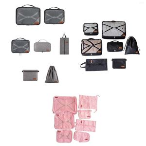 Sacs polochons 7pcs Emballage de voyage Cubes Sac de rangement Trousse de maquillage Chaussures Lingerie Organisateur