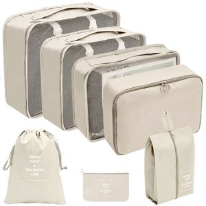 Duffel Bags 7PCSSet sacs de voyage grande capacité organisateur de stockage valise emballage pour vêtements portables sous-vêtements sac de voyage cosmétique 230830