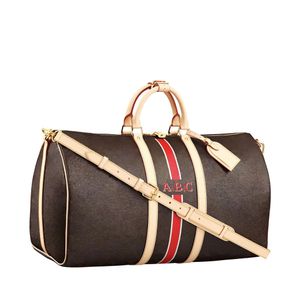 Sacs Duffel Luxury l Brand Designer Travel Bag Series Classic Kepall Duffel Bag Option Custom Stripe Initial Color 45 50 55 Taille avec emballage de boîte-cadeau d'origine