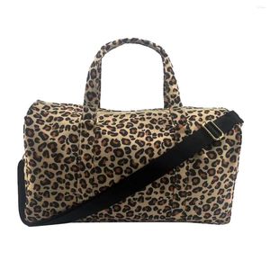 Bolsas de lona al aire libre estampado de leopardo Nylon viaje Unisex bolsa de gran capacidad equipaje mujeres bolsos impermeables Fitness deporte Yoga