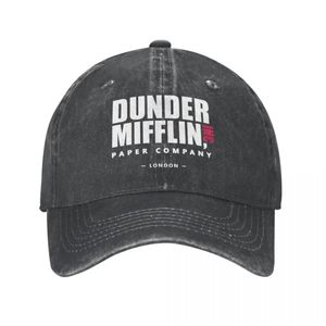 Dunder Mifflin London Casquette de baseball en détresse lavée The Office Paper Company Chapeau Activités de plein air Chapeaux réglables 240311