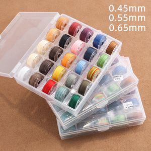 25 colores duraderos 0.45/0.55/0.65 mm Cordón de rosca encelada de cuero redondo para la herramienta de artesanía de bricolaje Hilo de costura a mano de alta calidad