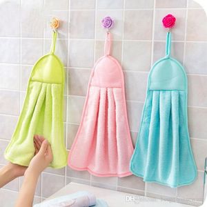 Durable Resistente al desgaste Trapo limpio Utensilios de cocina Colgables 3 colores Suave Toalla de mano conveniente Toallas absorbentes de colores sólidos BH0486 TQQ