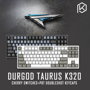 durgod 87 taurus k320 clavier mécanique utilisant des commutateurs cherry mx pbt double keycaps brun bleu noir rouge argent commutateur
