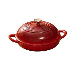 Dutch Ovens 231207 Poêle à pain en fonte émaillée avec couvercle Four à pain rouge de 11 pouces en fonte au levain Plat de cuisson Dutch Oven pour ustensiles de cuisine à pain 231207