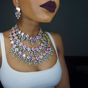 Dvacaman – pendentif bavoir à grandes couches, grand collier en cristal pour femmes et filles, ras du cou de mariage, accessoires bijoux de fête