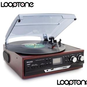 DVD, VCD Player Turtntables Looptone Bluetooth stéréo phono Turntable Vinyl LP Record avec AMFM Radio USB / SD AUX Cassette MP3 Recorder DHGZW