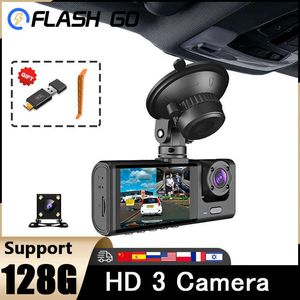 DVRs Dash Cam FHD 1080P Enregistreur Vidéo 3 en 1 Voiture DVR Dashcam Caméra de Vue avec Objectif Arrière Vision Nocturne Pour Camion TaxiHKD230701