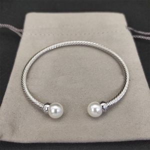 Dy Bracelet Designer Cable Mens Designer Bracelet Diamond Pearl Head Vintage Brangle plaqué Silver Gold Bracelets Designer Bijoux pour les femmes ouvrant ZL123 5887