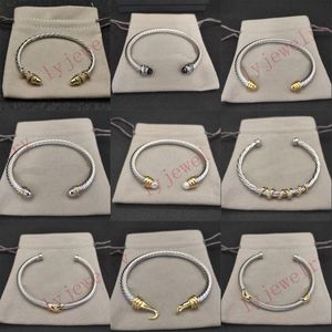 DY pulsera diseñador cable para hombre pulsera de diseñador diamante perla cabeza vintage brazalete plateado plata pulseras de oro joyería de diseño para mujeres apertura zl123