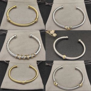 Diseñador de brazalete DY Brazaletes de cable retorcido de moda para mujeres Joyas vintage Cabeza de diamantes de imitación popular Pulsera de lujo de oro popular Men ZL123 B4