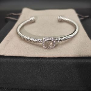 Dy bracelet designer argent torsadé vintage réglable bijoux femme bracelet accessoires exquis simple bracelet pour femmes grand poignet pierre précieuse zh148 B4